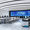 Video monitoring room of command center 3d model