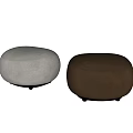 Round Plush Ottoman Stools In Light Gray And Dark Brown Soft Fabric Design 3d model