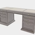 Traditional Dark Wood Desk With Multiple Drawers And Solid Wood Construction 3d model
