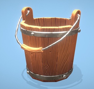 Cartoon Wooden Barrel Water Barrel Cartoon Water Barrel Style Wooden Barrel 3d model