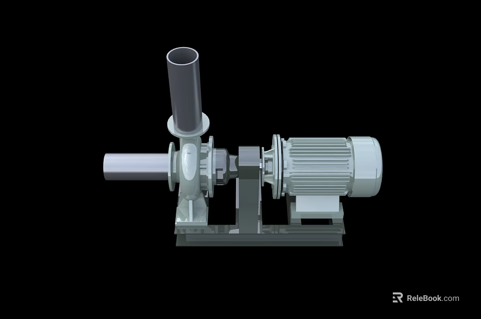 Industrial Electric Motor Pump With Cylindrical Inlet And Metal Base Structure 3d model 