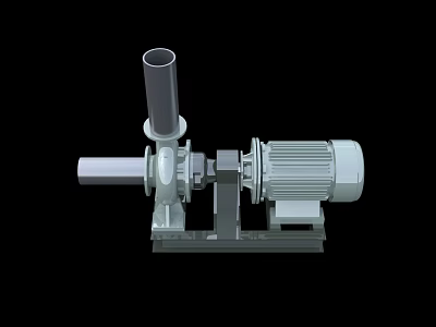 Industrial Electric Motor Pump With Cylindrical Inlet And Metal Base Structure 3d model