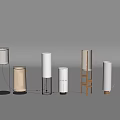 Modern Floor Lamps With Cylindrical Shades And Multiple Base Materials 3d model