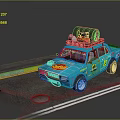 Stylish Blue Modified Racing Car With Roof Storage And Number 25 Decal