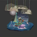 Commercial Equipment Display With Cloud Moon Figure Ice Cream Water And Iceberg