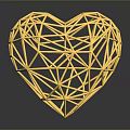 Golden Geometric Heart Shaped Decorative Home Living Accessory With Reflection On Dark Background