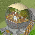 Modern Spherical Detached Villa with Swimming Pool and Lush Greenery on Hillside
