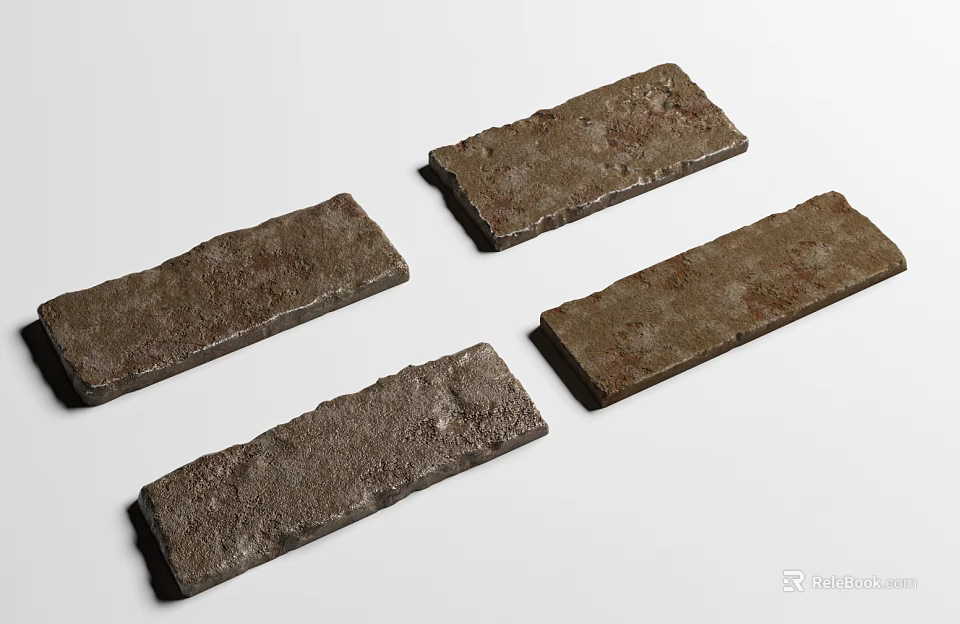 Four Natural Rockery Stones With Rough Texture For Garden Landscaping 3d model 