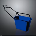 Blue Mop Bucket With Black Handle And Movable Wheels For Cleaning Tasks