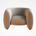 Modern Single Sofa With Rounded Armrests Curved Backrest And Beige Soft Fabric 3d model