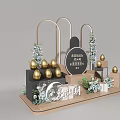 Luxury Interactive Zone Design With Golden Spheres Gift Boxes Green Plants And Arches