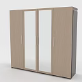 Modern Wooden Wardrobe Design With Glass Insert Doors And Minimalist Style