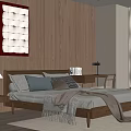 Cozy Wooden Bedroom Interior Design With Large Bed Bedside Lamp Area Rug And Window Desk