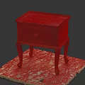 Antique Wooden Bedside Table With Carved Drawer And Decorative Legs On White Base