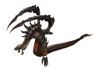 Dark Spiked Dragon Like Game Movie Character With Long Tail And Sharp Claws 3d model