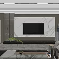 Modern Living Room TV Background Wall Design With Marble Panel And Light Strip