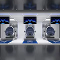 Modern VR Experience Setup With Three Seats And Interactive Screens