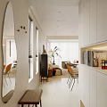 Stylish Living Dining Room Interior With Light Colored Sofa Dining Table And Colorful Painting