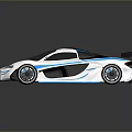 Sleek Modern Sports Car With Blue And White Body And Rear Spoiler