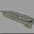 Modern Water Transport Vessel 3D Model With Deck Structure And Water Environment