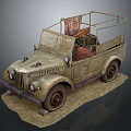 Vintage Military Truck With Canvas Top Worn Body And Rustic Old Tires