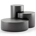 Modern Circular Wooden Coffee Tables With Dark Tops And Nested Design 3d model