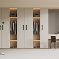 Cream Style Wardrobe Modern Wardrobe Bedroom Wardrobe Finished Wardrobe Wardrobe Dressing Table 3d model