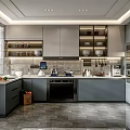 Modern Kitchen Interior Design With Dark Gray Cabinets Island Counter And Stainless Steel Appliances
