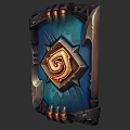Ornate Blue Game Shield With Gold Spiral Design And Metal Spiked Edges