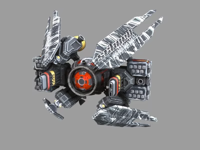 Sci Fi Mechanical Device With Wing Like Structures Red Central Core And Metallic Components 3d model