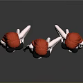 Sculpture Carving Of Three Female Figures With Red Hair And Bikini In Artistic Standing Poses