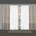 Beige Thick Curtains with White Sheer Panels for Modern Window Interior Design