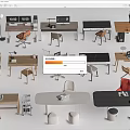 Desk Writing Desk and Chair Combination Office Desk and Chair Computer Desk 3d model