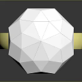Detailed Carved Diamond Shaped Polyhedral Gemstone Sculpture On Gold Ring