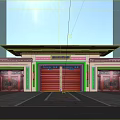 Chinese Style Entrance Gate With Carved Red Doors And Traditional Eave Design