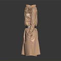 Light Pink Shirt Collar Long Sleeve Dress With Belt And Pockets