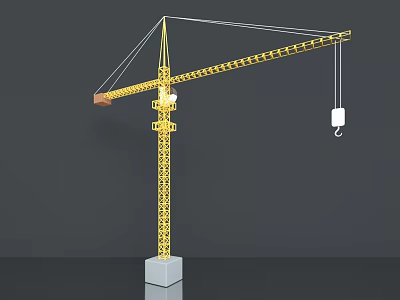 Yellow Industrial Tower Crane Heavy Duty Equipment For Construction Sites 3d model