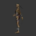 Unique 3D Fantasy Character Creature With Red Armored Outfit Clawed Hands And Mohawk Hairstyle