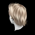 Game Movie Character 3D Head Model with Blonde Curly Short Hair on Black Background