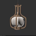 Japanese Style Wooden Frame Chandelier With White Fabric Shade For Interior Lighting