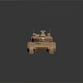 Shiny Golden Modern Military Tank With Long Barrel Turret And Antennas
