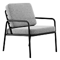 Gray Fabric Leisure Chair With Black Metal Frame And Optional Beige Brown Cushions
