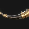 Traditional Handcrafted Musical Horn With Black Body And Golden Carved Patterns