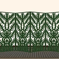 Green Room Divider With Multiple Panels And Intricate Leaf Cutout Patterns 3d model