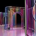 Instagrammable Photo Spot With Colorful Light Art Arch Structures And Rainbow Reflections