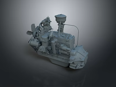 Detailed Mechanical Engine Model With Fan Cylinder And Fuel Tank Components 3d model