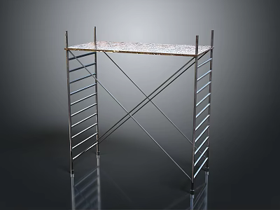 Industrial Metal Scaffolding Structure With Platform And Ladders For Construction Work 3d model