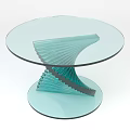 Spiral Sculpture Carving Table with Glass Top and Modern Metal Structure Design
