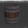Traditional Wooden Barrel With Metal Hoops Wooden Top And Rivets For Home Storage