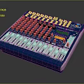 Blue Audio Mixer Console With Multiple Control Knobs And Sliding Faders